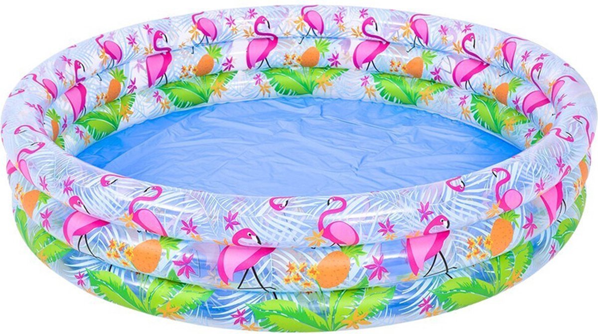 Oneiro’s Luxe Opblaaszwembad Flamingo | 3-ring | 120x25cm - zomer – tuin – spelen - speelgoud – buitenspeelgoed – zwembad – zwemmen – zomer – intex – tuinaccessoires – koelen – opblaasbaar